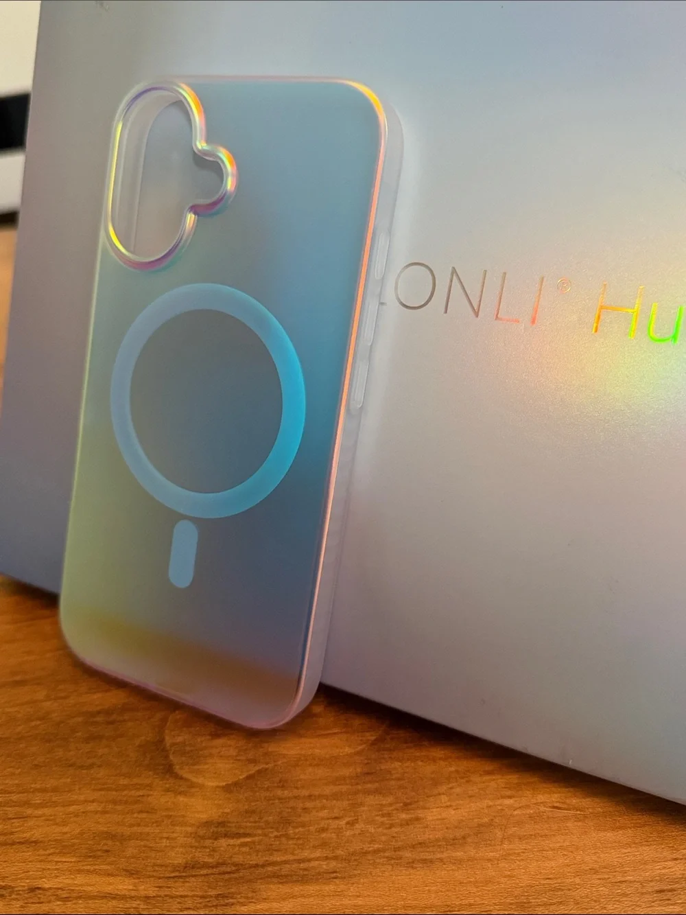 iPhone 16 Apple Frosted Gradient MagSafe Case in Pink and Teal